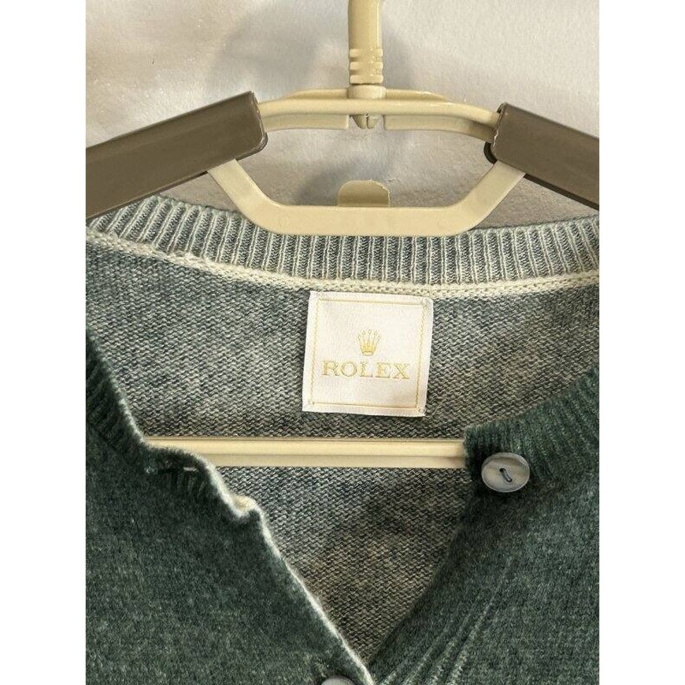 Rolex 100% Cashmere Green Cardigan Sweater Long Sleeve Button Front Wimbledon XS - Picture 6 of 11